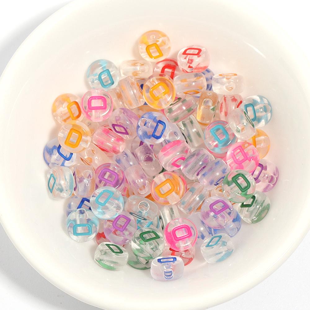 100Pcs Acrylic Flat Letter Beads Colored Alphabet Clear Round Loose Bead For Bracelet Necklace Charms Jewelry Making Accessories