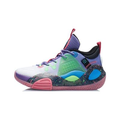 Li Ning All City 9 V1.5 Youth Basketball Shoes Kids Basketball Shoes Purple Green YKBR044-5