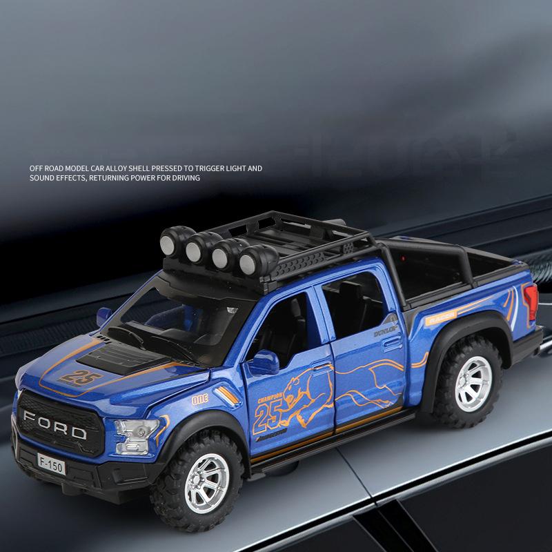 1/32 Ford F150 Raptor Legering Bilmodell Lyd og lys Trekk tilbake Barneleke Samleobjekter Bursdagsgave