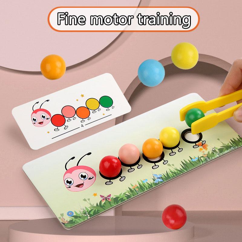 Wooden Clip Beads Games Montessori  Color Matching Parish Learning Set Fine Movement Training Educational  For