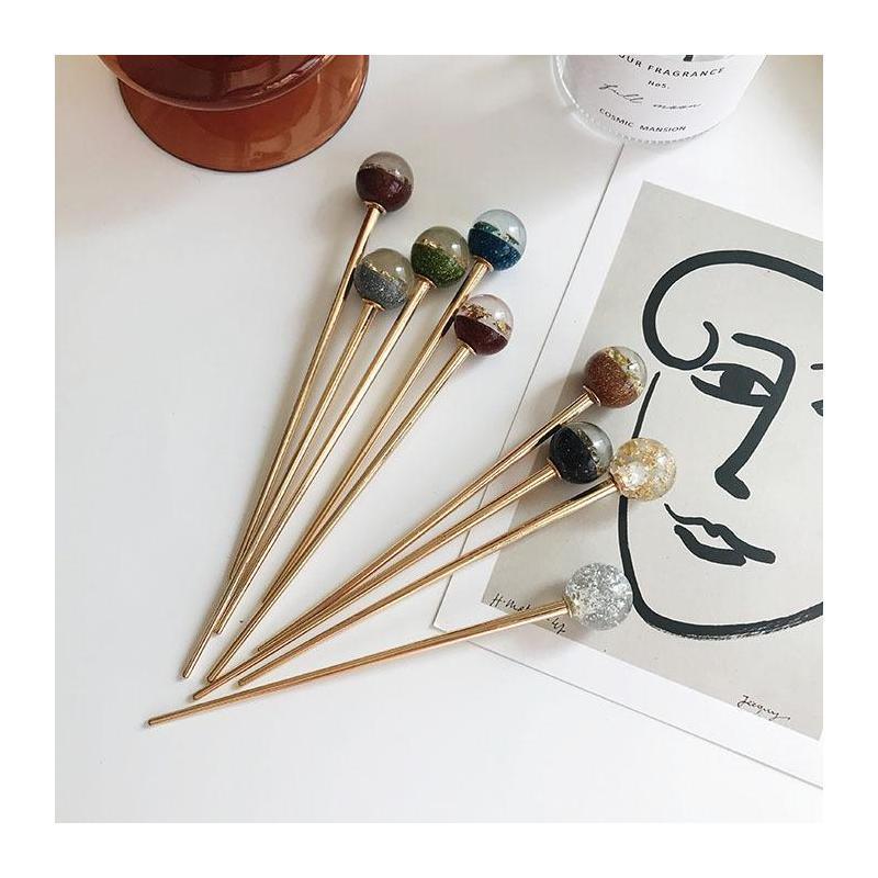 New Sparkling Starry Sky Hairpin Simple Temperament Gold Foil Lollipop Hairpin Elegant Hair Accessories Girls Jewelry Headwear