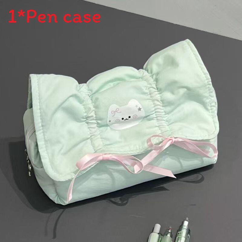 Trousse à crayons pour filles grande capacité Papillon Chat avec sac de rangement en polyester pour fournitures scolaires