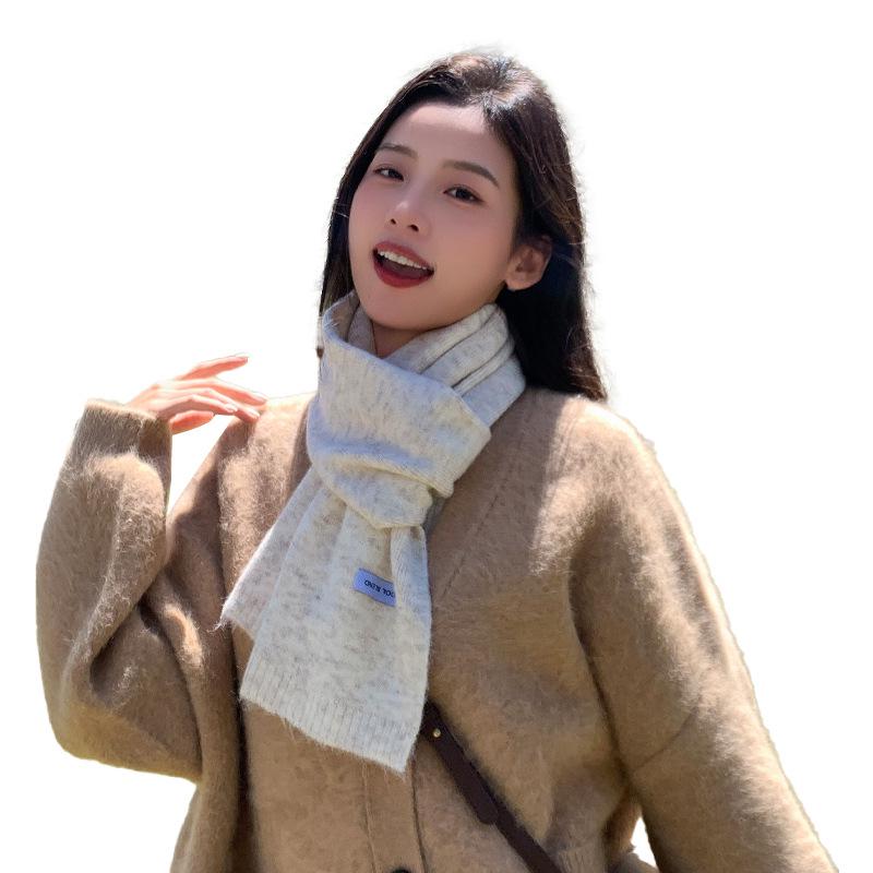 Hiver 2025 Écharpe Rouge en Laine Tricotée Haut de Gamme pour Femmes Style Coréen