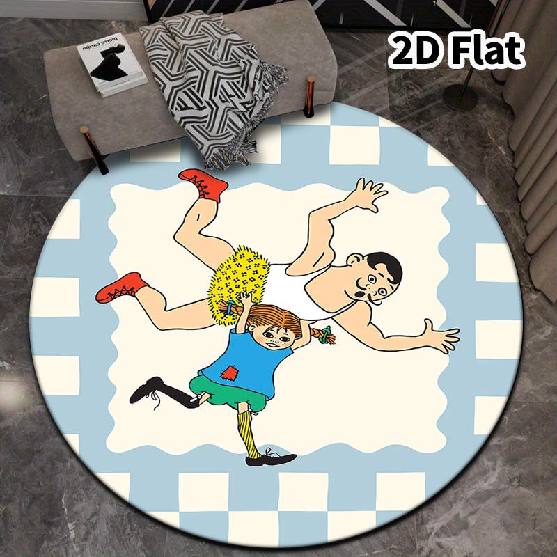 Pippi Round Area Rug Carpet Rug For Living Room Bedroom Sofa Playroom Decor Nonslip Floor Mat
