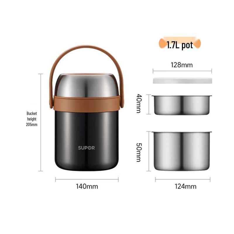 SUPOR 3-Layer 304 Stainless Steel Insulated Lunch Box with Handle