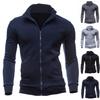 Chic Men Solid Color Stand Collar Long Sleeve Zip Up Casual Coat Jacket Outwear