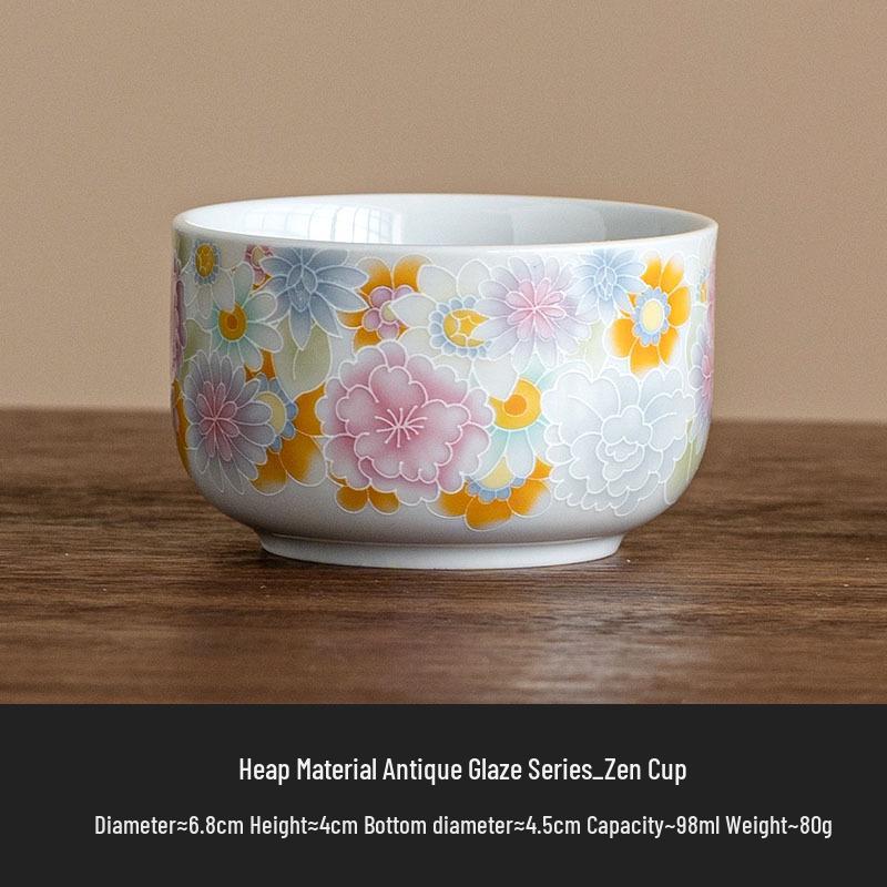 Antique Glaze Mandala Dhyana Ceramic Teacup for Kung Fu Tea Tasting