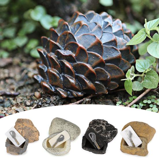 Garden Fake Stone Key Hider Storage Box Outdoor Yard Lawn Simulated Rock Resin Statue Decoration House Spare Key Secret Holder Container