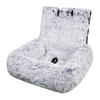 Dogs Car Seat Travel Dog Bed with Safety Straps Plush Fluffy Pet Seat with Non-Slip Backing Detachable Washable Cushion for Small Large Dogs