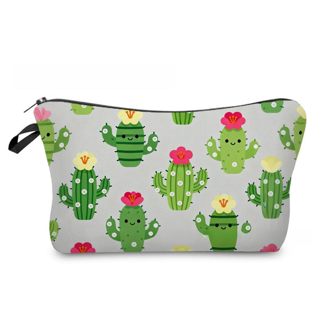 Women Cactus Print Cosmetic Bag Toiletries Organize Travel Storage Case 6880
