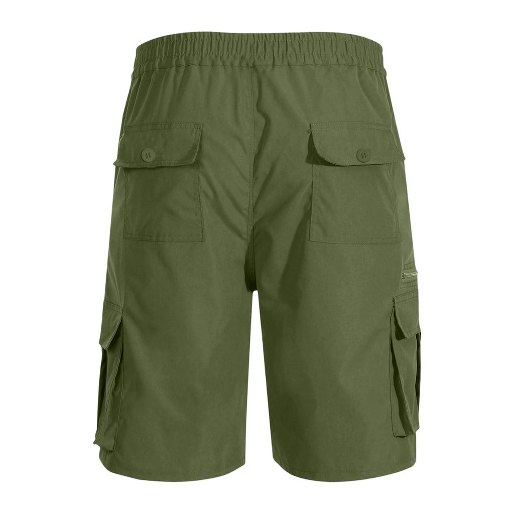 Herren Freizeit Locker Sitzende Mehrere Taschen Cargo-Shorts Elastischer Bund Kordelzug Outdoor Arbeitskleidung Shorts für den Sommer