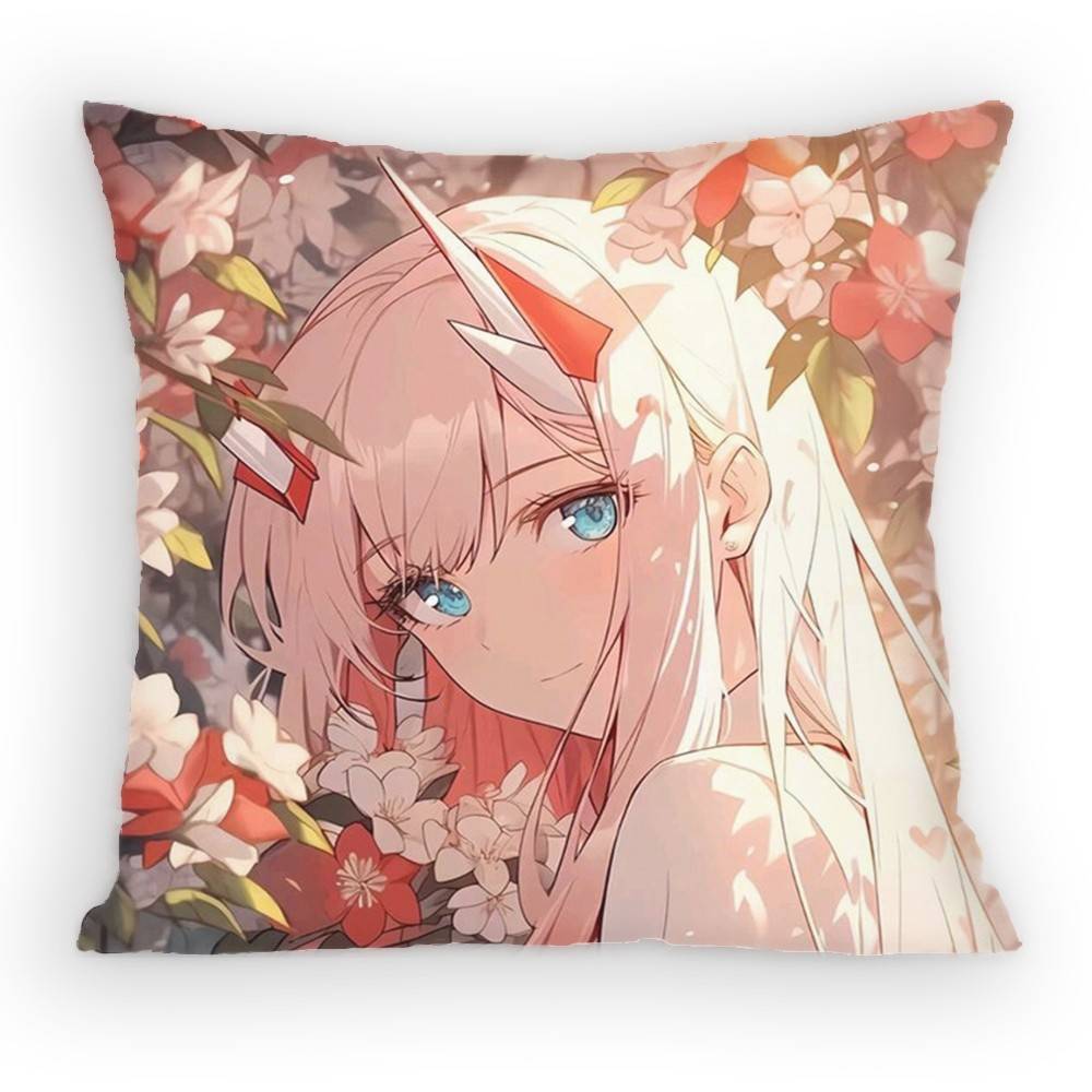 Darling In The Franxx Anime Girl Pillow Case Antidustmite Pillowcase Invisible zipper silky Sofa cushion cover for bedroom