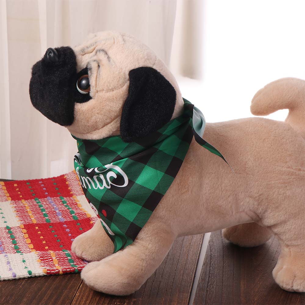 Red Green Grid Christmas Dog Scarf Adjustable Snowman Dog Saliva Towel Santa Claus Triangle Bandana Merry Christmas Decoration