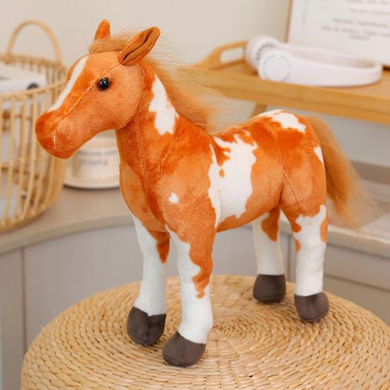 Kids Horse Doll Fleece Fabric Foal Shape Doll PP Cotton Filling Easy To Maintain Children Playroom Horse Companion