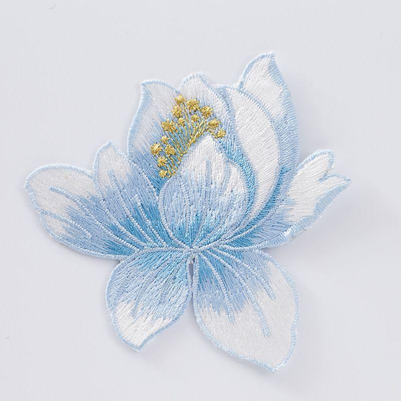 Toppa Ricamata Fiore di Loto per Abbigliamento Fatta a Mano DIY Termoadesiva per Decorazione Vestiti Qipao Cheongsam Artigianato da Cucito