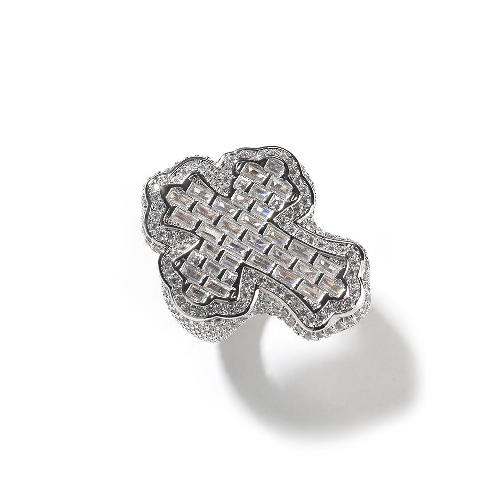 Hip Hop Vintage Ring Microset Zircon Personality Cross Men's Ring Index Finger Accessory Ring