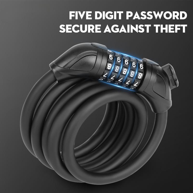 Mountain Bike Lock Electric Stainless Steel Password Fixed Portable Anti Theft Steel Wire Chain Lock Bike Accessories