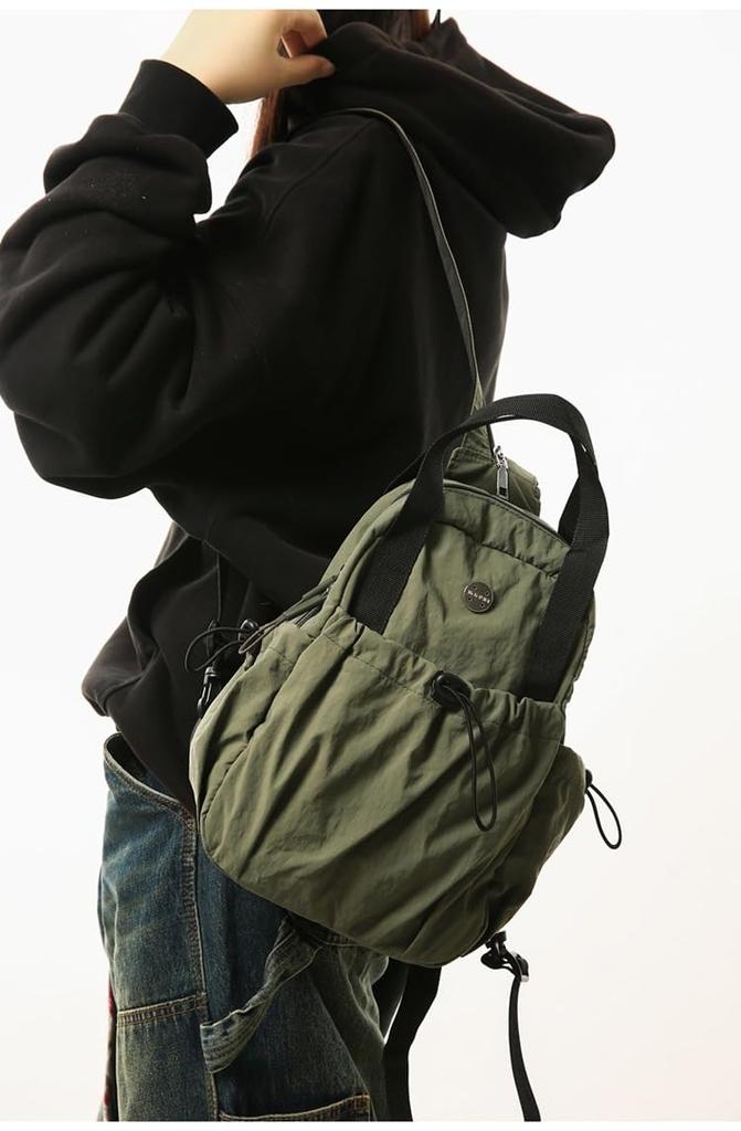 LeafIn 2-Way Backpack, Shoulder Bag, Unisex, Ultra-Lightweight (230g), Waterproof Nylon, Popular, Stylish, Casual Backpack, Simple, Solid Color,