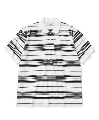 LAB12 Multi-Stripe Oversized Polo Shirt (White)