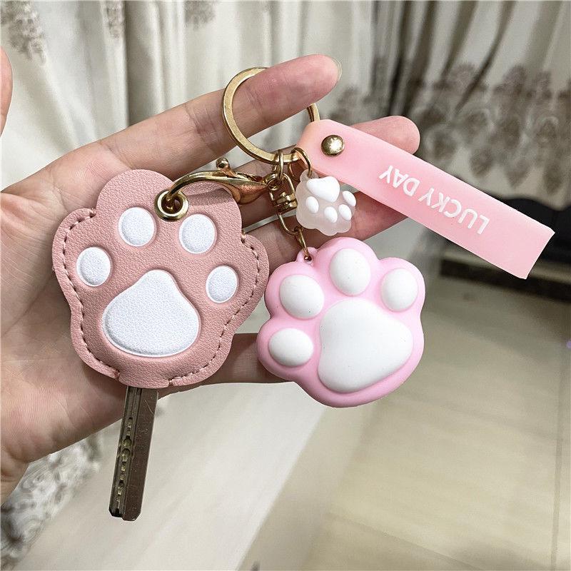 Personalized Cat Paw Keychain: Cute Women's Access Card Holder & Key Cover for Home and Vehicle