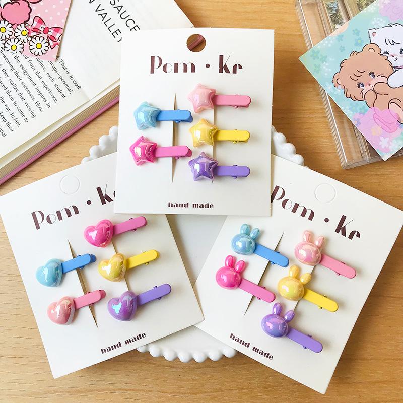 Clipsuri de păr colorate de desene animate pentru copii - Ac de păr drăguț și versatil pentru breton lateral macaron