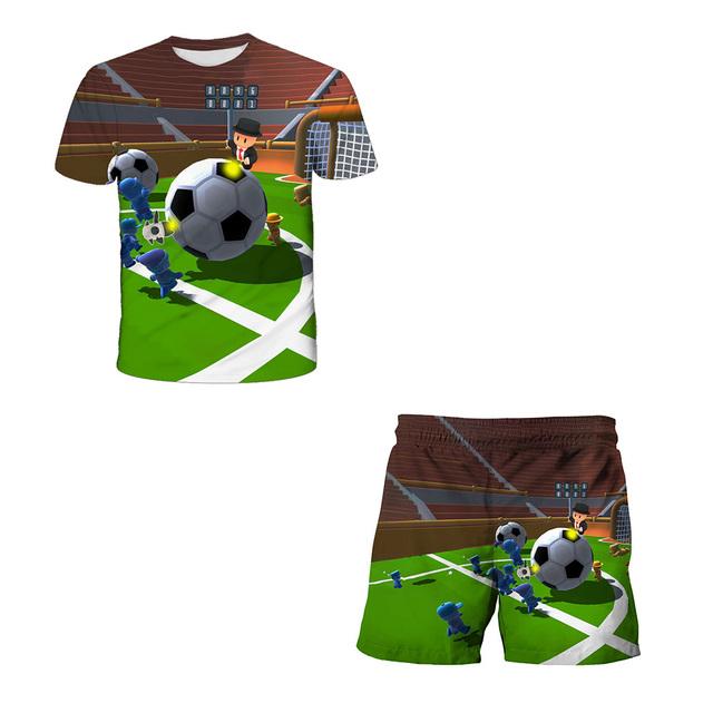 

Детский костюм, футболка Cute Stumble Guys, топ с 3D принтом + шорты, комплект из 2 предметов, детский комплект, футболки, одежда для девочек, брюки 110