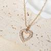 Sparkling Heart Zirconia Necklace, Golden Plated Chain, Bridal Jewelry for Wedding & Party
