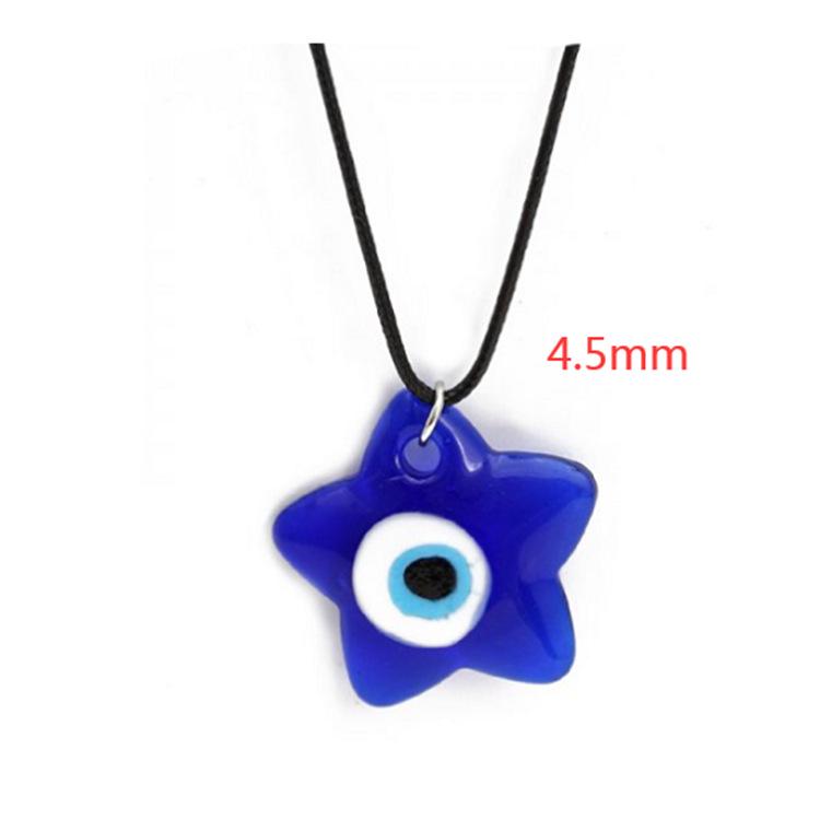 European & American Pink Wax Rope Necklace with Turkish Blue Evil Eye Pendant