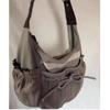 Sweet Cool Bow Canvas Shoulder Bags Women Vintage Drawstring Pocket Chic Casual Crossbody Bag Ladies Retro Messenger Bag Bolsos