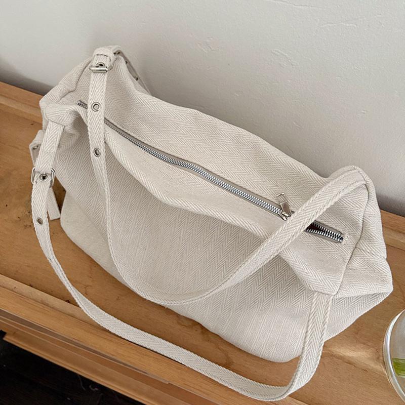 Lazy Style Large Capacity Canvas Tote Bag New College Student Class Bag Commuting Shoulder Crossbody Bag for Women