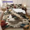 Maine Coon Pattern Bedding Quilt Set Quilt Cover Pillowcase Home Decoration Birthday Gift (1 * Duvet Cover + 2 * Pillowcase, Without Core)