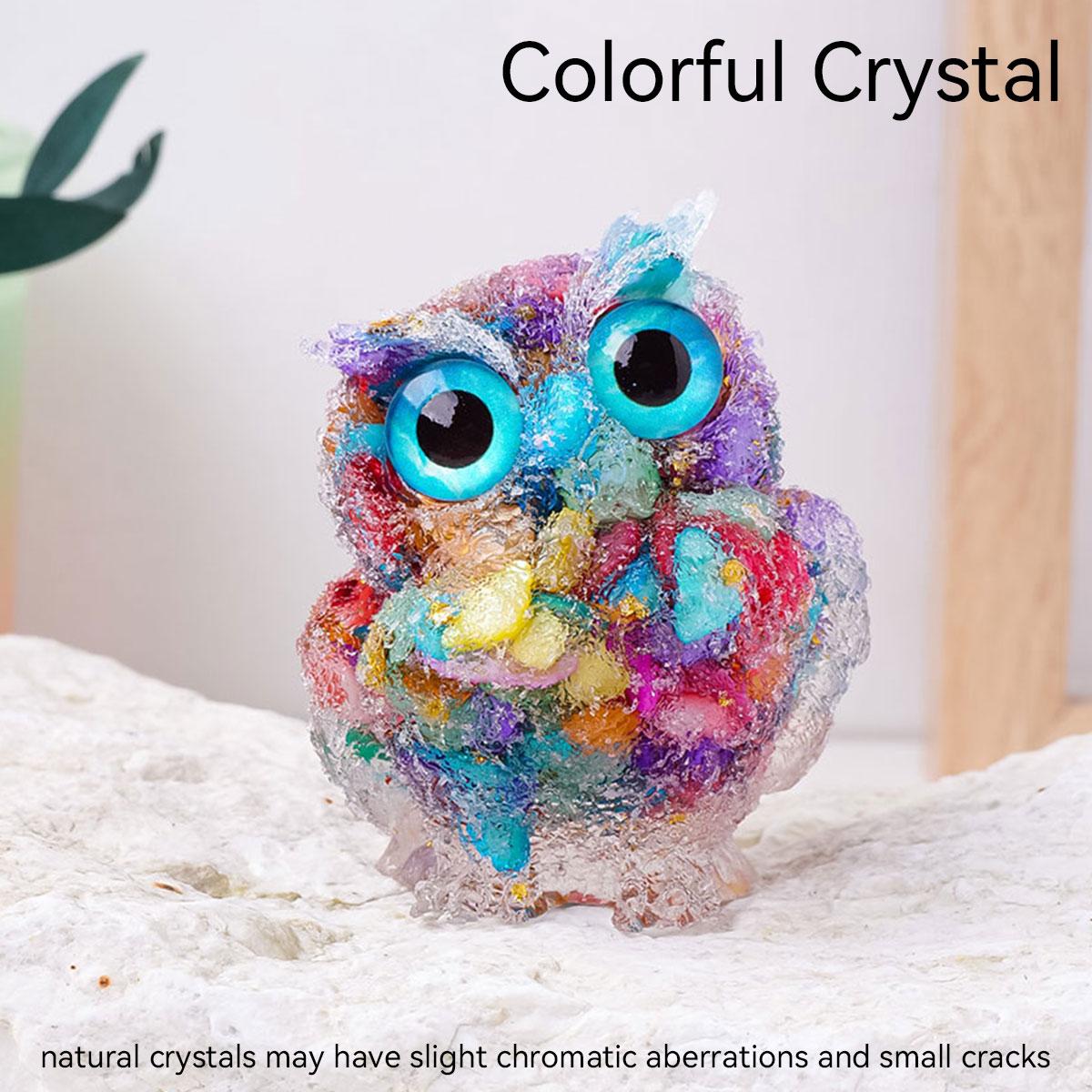 

Crystal Amethyst Cute Animal Macadam Drip Glue Resin Owl Household Supplies Desktop Ornament