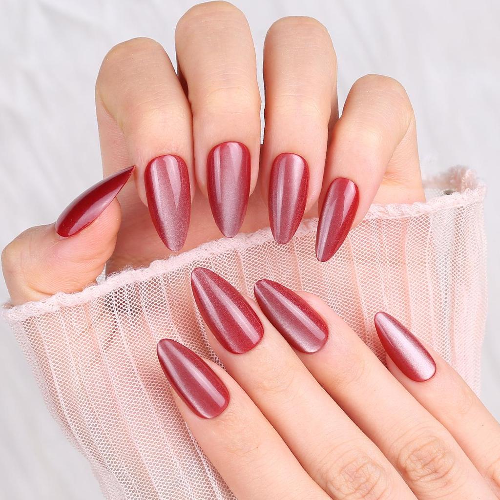 Solid Color Cat Eye Detachable False Nails - Water Drop Style (30 Pieces)