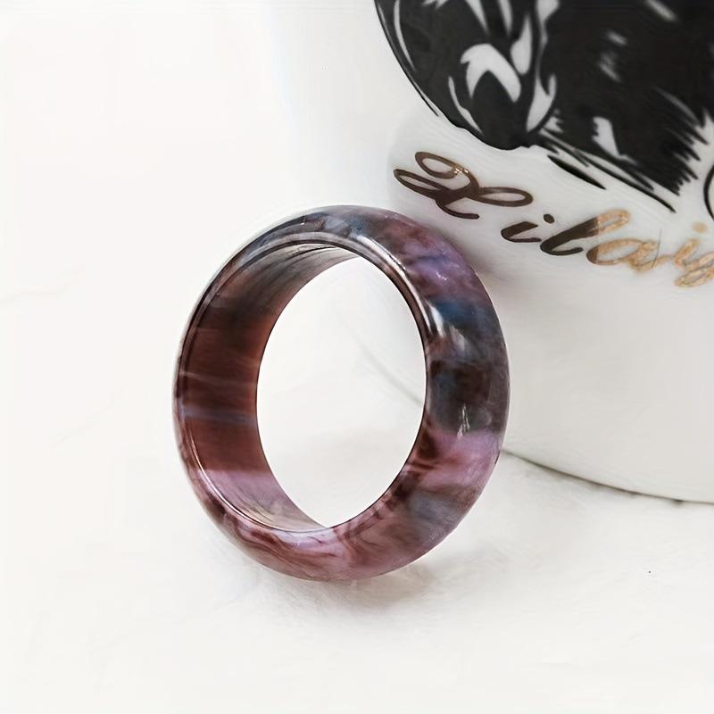 Colorful Rainbow Acrylic Resin Ring – Trendy European & American Style for Women