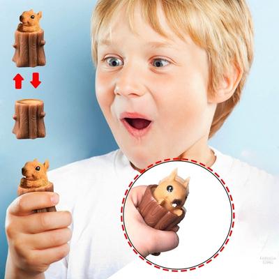 Novelty Evil Little Squirrel Toy Cup Tree Stump Pinch Ball Decompression Toy Funny Gadgets Stress Relief Fidget Toys Gift