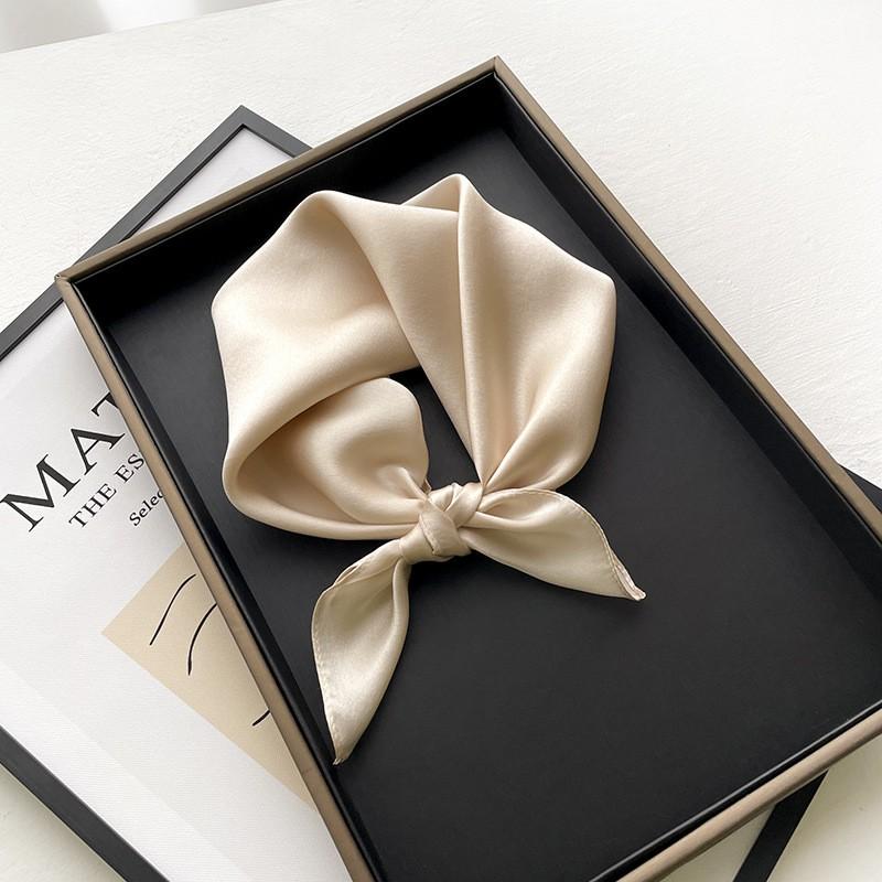 Lightweight Silk Scarf Women 53x53cm Pure Color Square Neck Elegant Minimalist Accessory