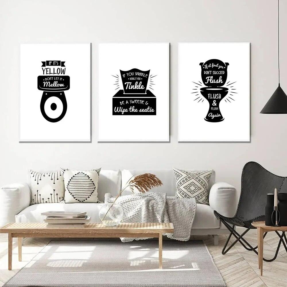 French Bulldog In Toilet Canvas Painting Poster Funny Bathroom Rules Sign Nordic Butt Chart Toilet Humor Wall Art Home Decor