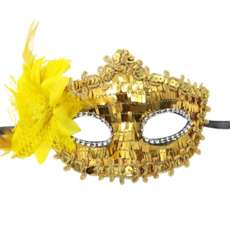 Halloween Mask,Masquerade Venetians Mask Flower Sequins Eye Mask,Half Face Masquerade Mask for Carnival Balls Dress Party