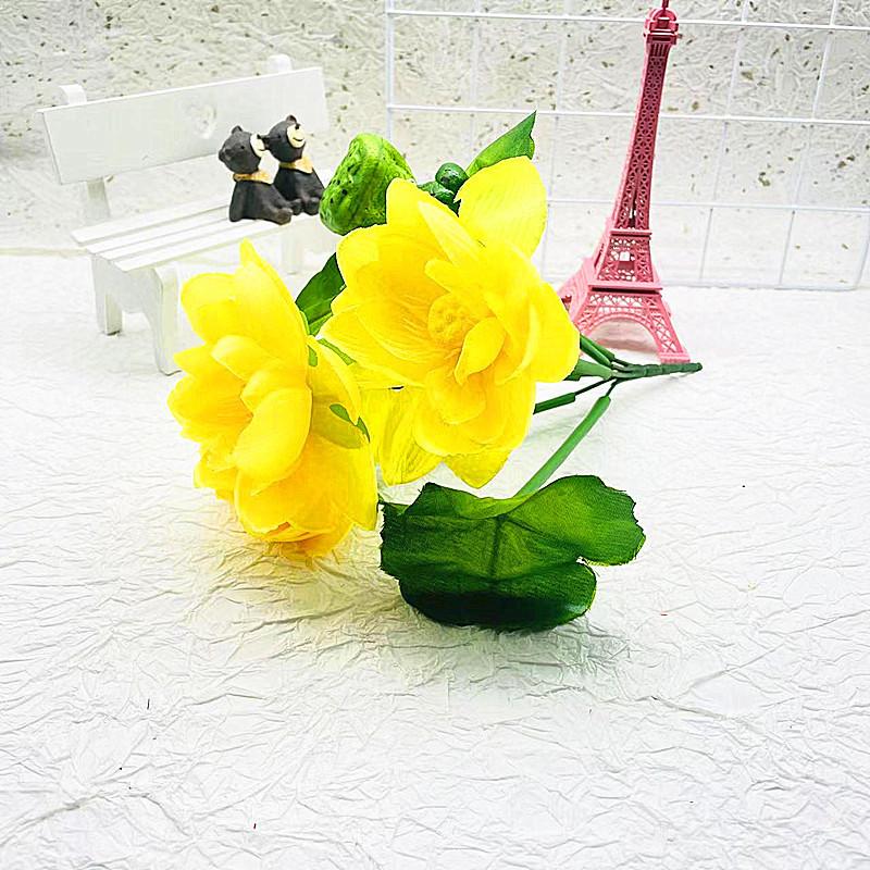 Flowers Elegant Three Lotus Artificial Bouquet For Wedding And Photoshoot