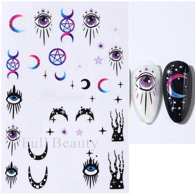 Water Nail Decal Sticker Flower Leaf Tree Green Simple Autumn Slider for Manicure Nail Art Watermark Tips