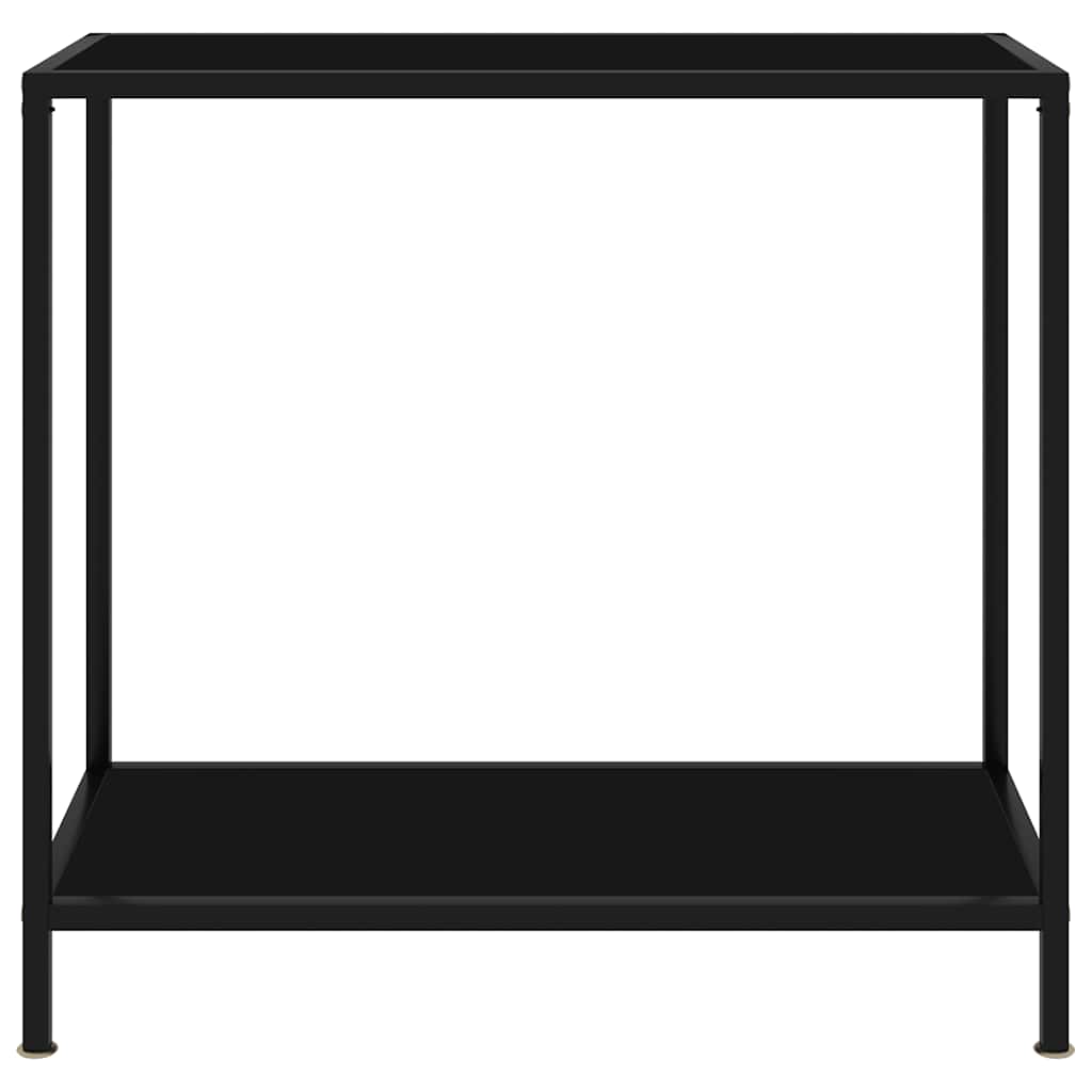 Console Table Black 80 X 35 X 75 Cm Tempered Glass