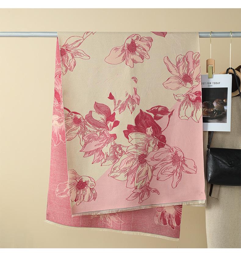 Double-Sided Women's Winter Ink Painting Snood: Imitation Cashmere Scarf for Air-Conditioned Rooms.