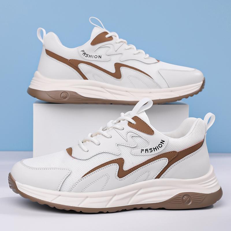 Lässige Herren-Sneaker aus Leder, atmungsaktive Mesh-Schuhe, sportliche Outdoor-Laufschuhe, bequeme Walking-Trainings-Tennisschuhe