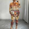 Plus Size Starry Night Sky Print 3 Piece Outfit, Long Sleeve Open Front Cardigan Cami Top Leggings Set for Women
