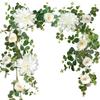 OrgMemory Garland Flower Artificial Plants Wall Hanging Wisteria Dahlia Artificial Flowers 180cm Wedding Ceremony Home Office Home Table Photography