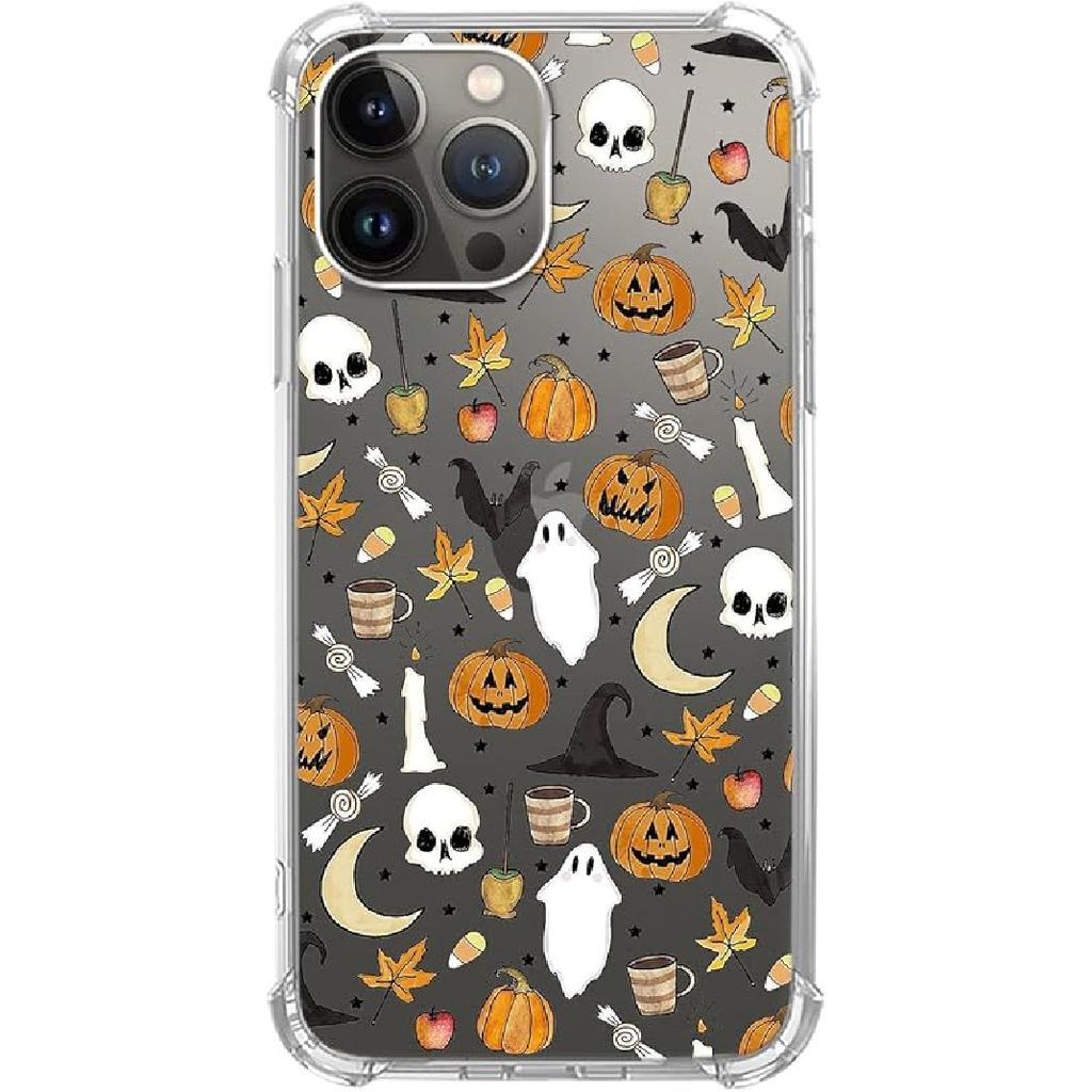 Pink Halloween Pumpkin Ghost Case Compatible with iPhone 14 Pro Max, Witchy Pumpkin Halloween Boo Cover for iPhone 14 Pro Max, Cool Cute TPU Bumper