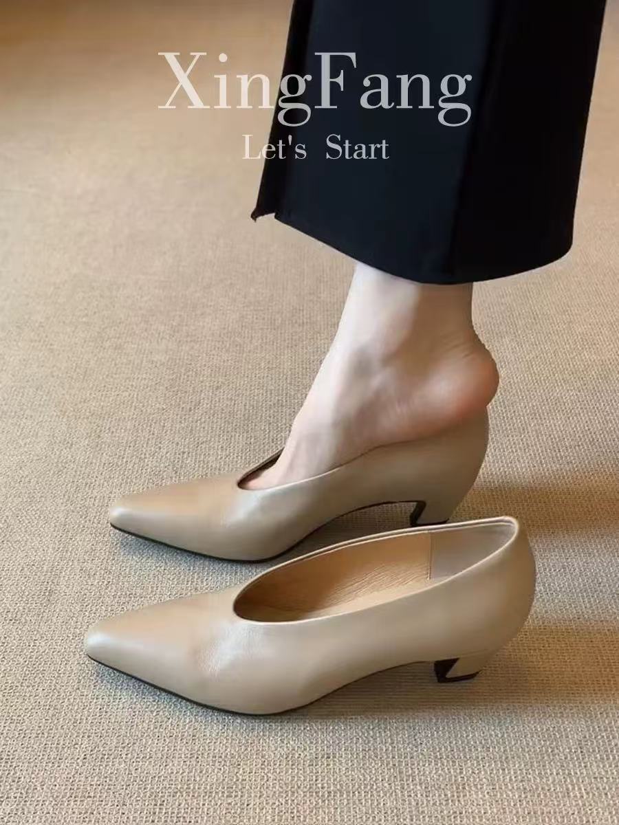 

Точечная версия~ Ретро-темперамент для поездок на работу, женские туфли на высоком каблуке, простые лодочки, туфли бабушки, одинарные туфли, удобные черные 35