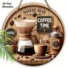 2D Flat, 1pc Coffee Time Wooden Sign, Rustic Round Wall Hanging Decor for Coffee Shops and Restaurants, Door Sign Decor, Home Decoration, Holiday