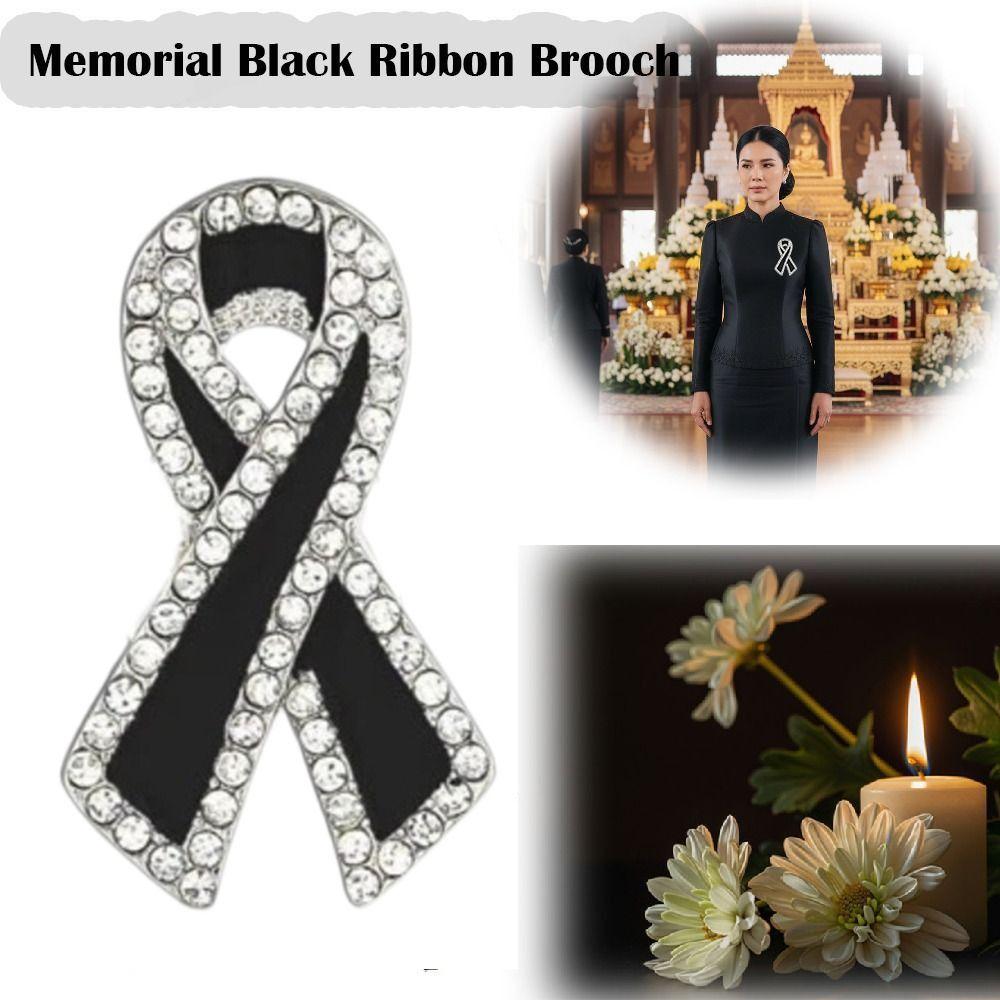 New Black Memorial Black Badge Souvenir Queen Black Ribbon Brooch Pin Funeral Alloy Mourning Badge For Funerals and Mourning