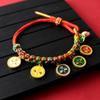 Hand Woven Peach Flower Bracelet Good Luck Charm Bangle Cotton Thread Handchain Traditional Craftsmanship Wristchain